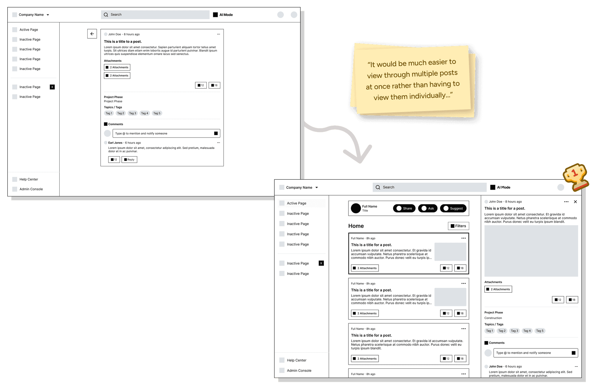 User feedback on multi-post browsing preferences